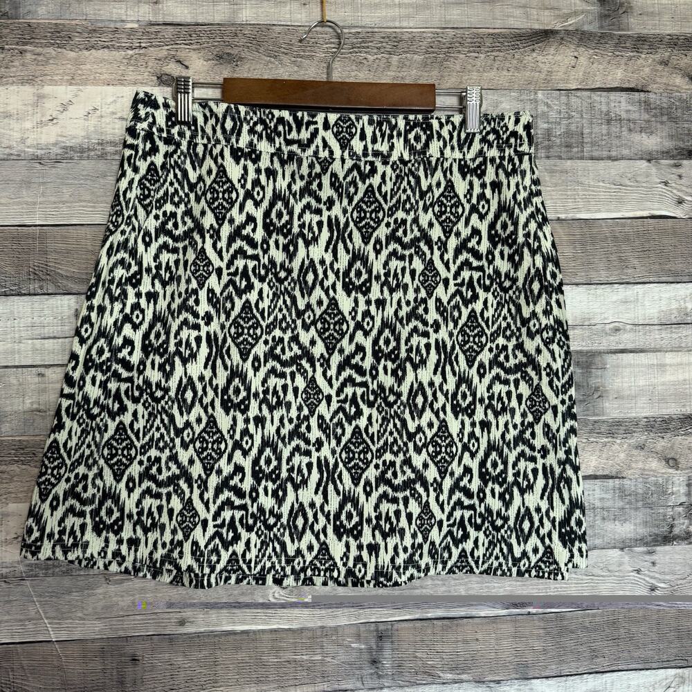 RipSkirt Women's Rip Skirt Indo Ikat Cream Black With Pockets Size L